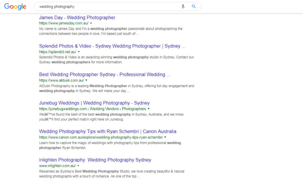 wedding photography search