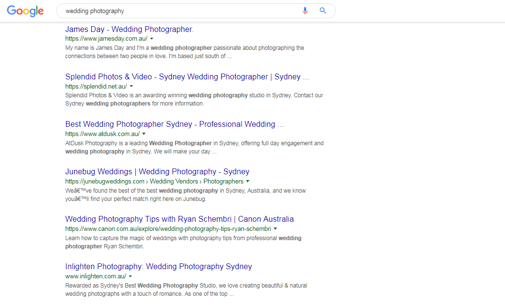 wedding photography search